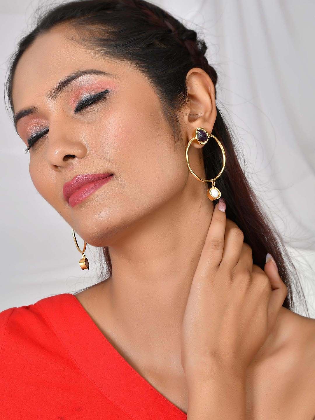 

ZURII Brass Plated Drop Earrings, Gold