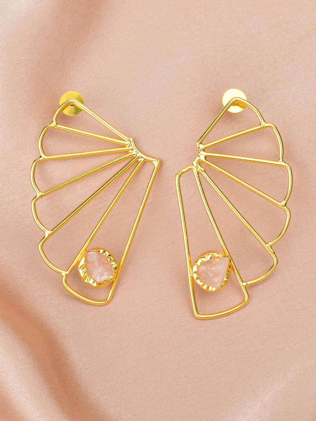 

ZURII Brass-Plated Drop Earrings, Pink