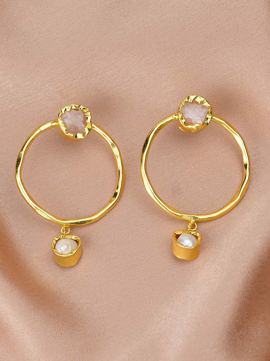 

ZURII Brass Plated Drop Earrings, White