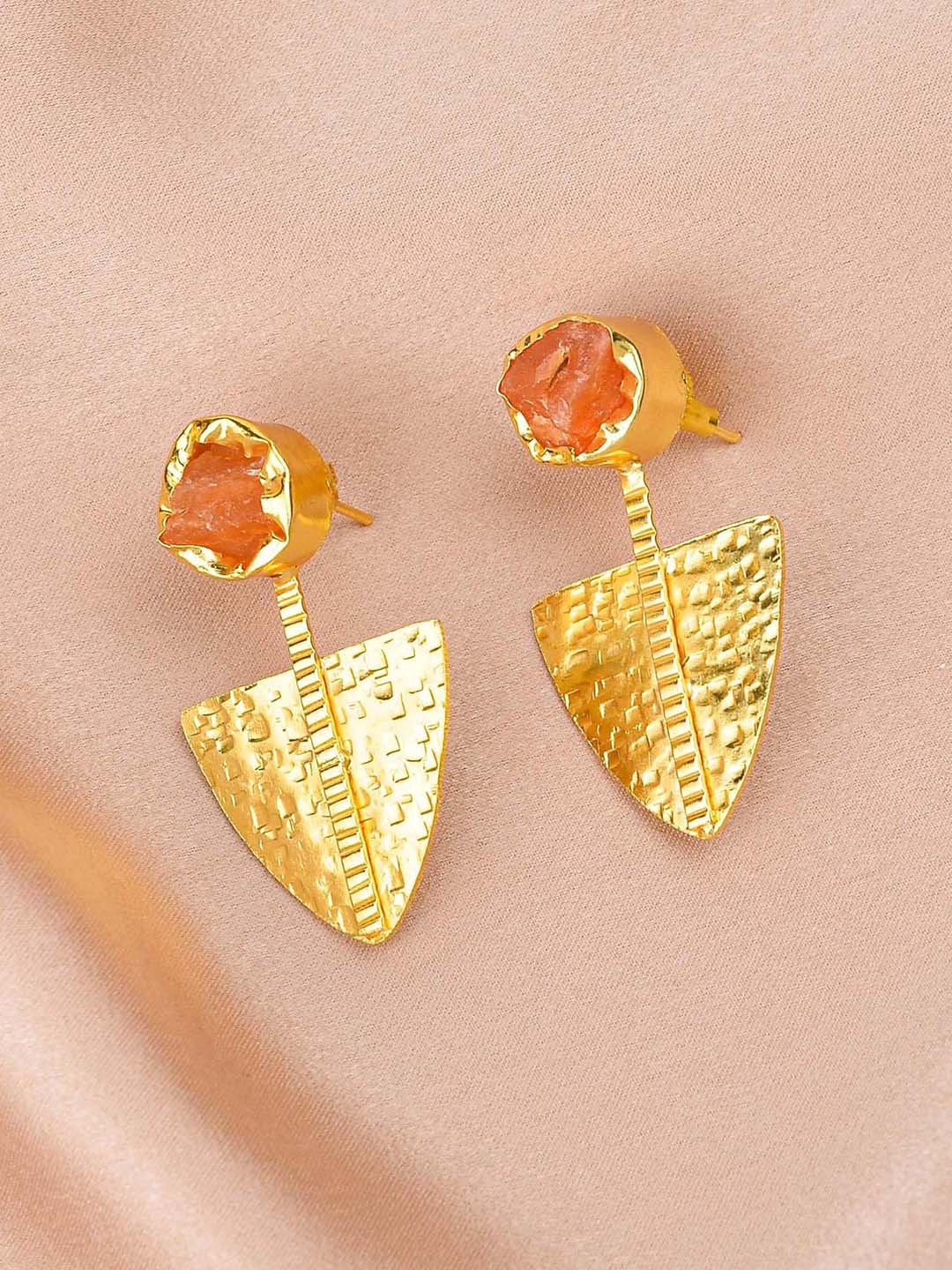 

ZURII Brass Plated Drop Earrings, Orange