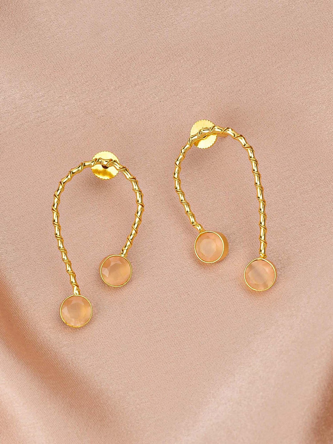 

ZURII Brass Plated Drop Earrings, Peach