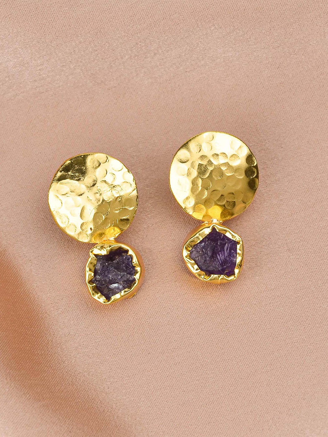 

ZURII Brass Plated Drop Earrings, Purple