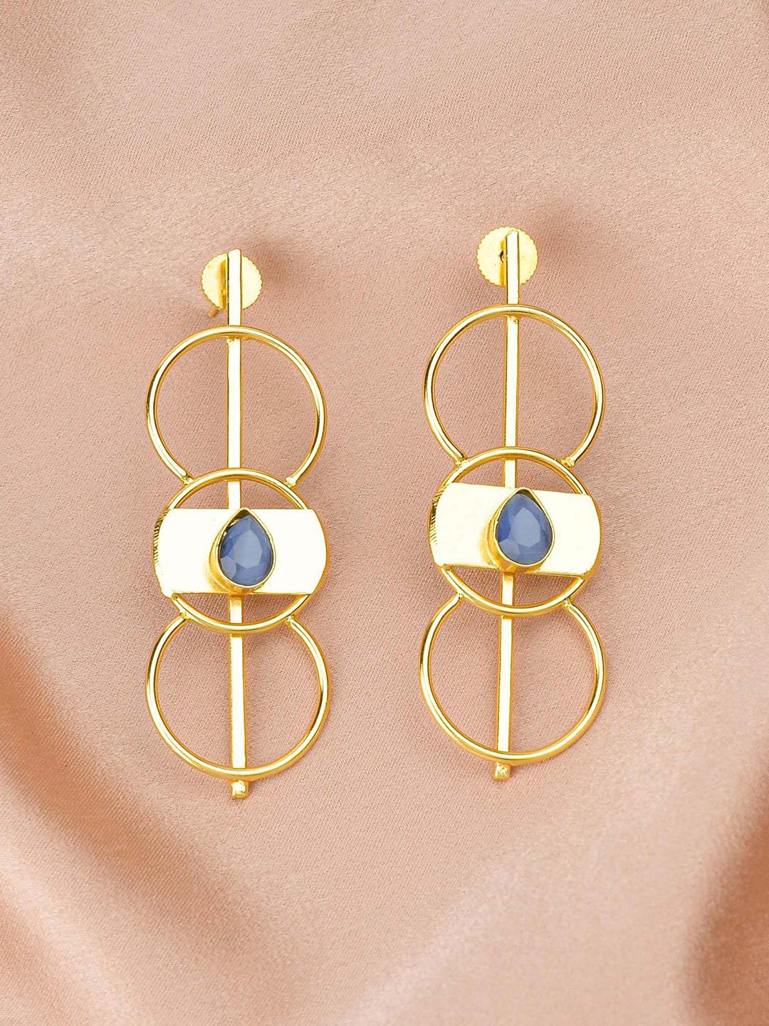 

ZURII Brass Plated Drop Earrings, Blue