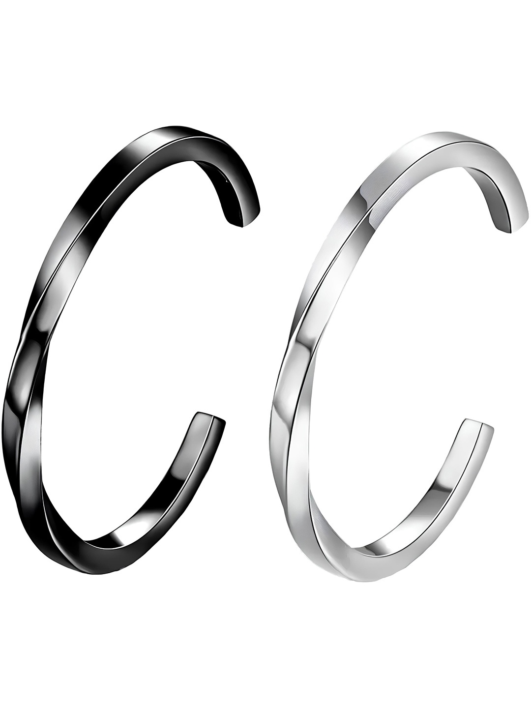 

KARISHMA KREATIONS Unisex 2 Silver Plated Stainless Steel Kada Bracelet