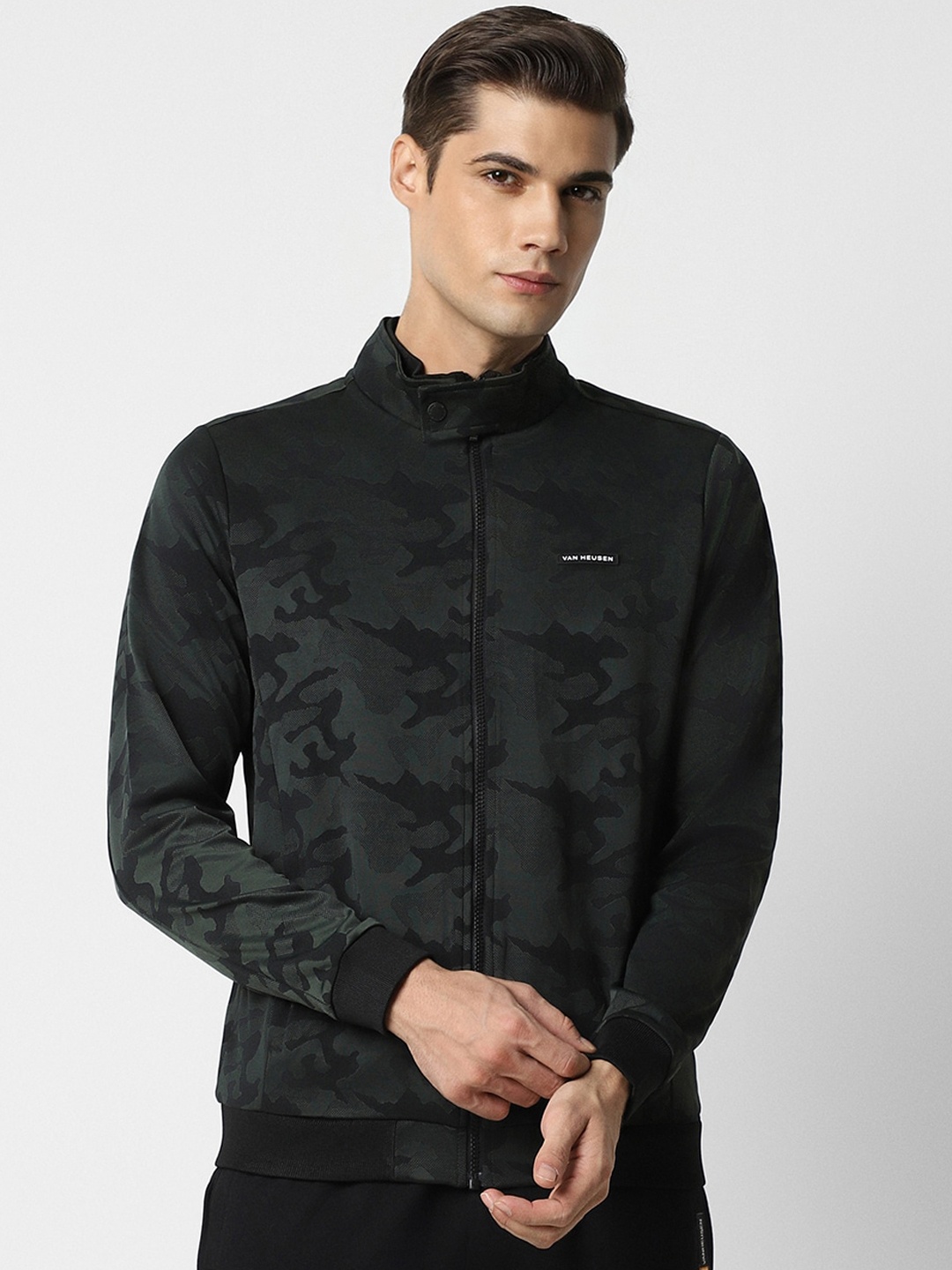 

Van Heusen Flex Camouflage Printed Bomber Jacket, Black