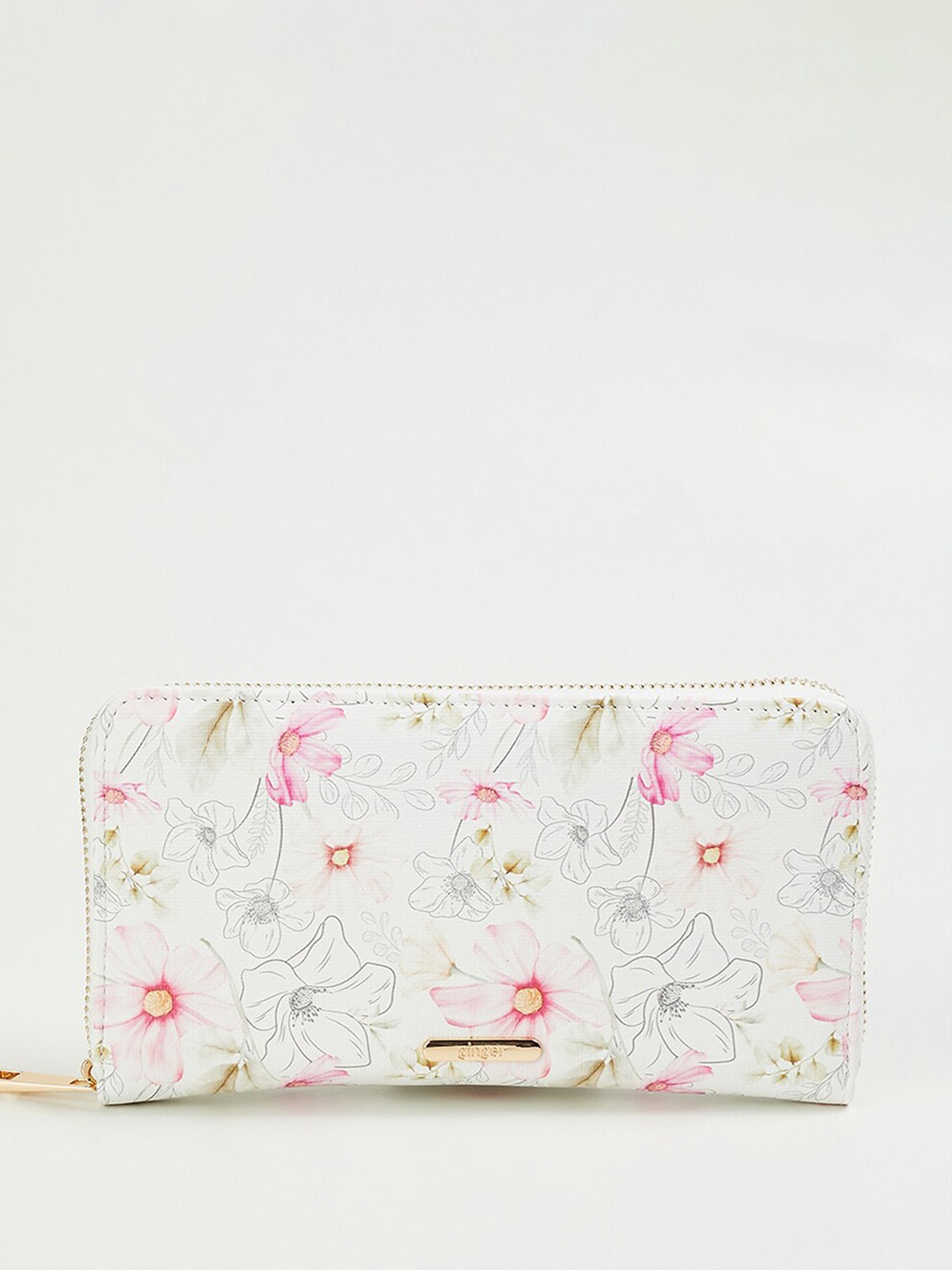 

Ginger by Lifestyle Floral Printed Zip Around Wallet, White