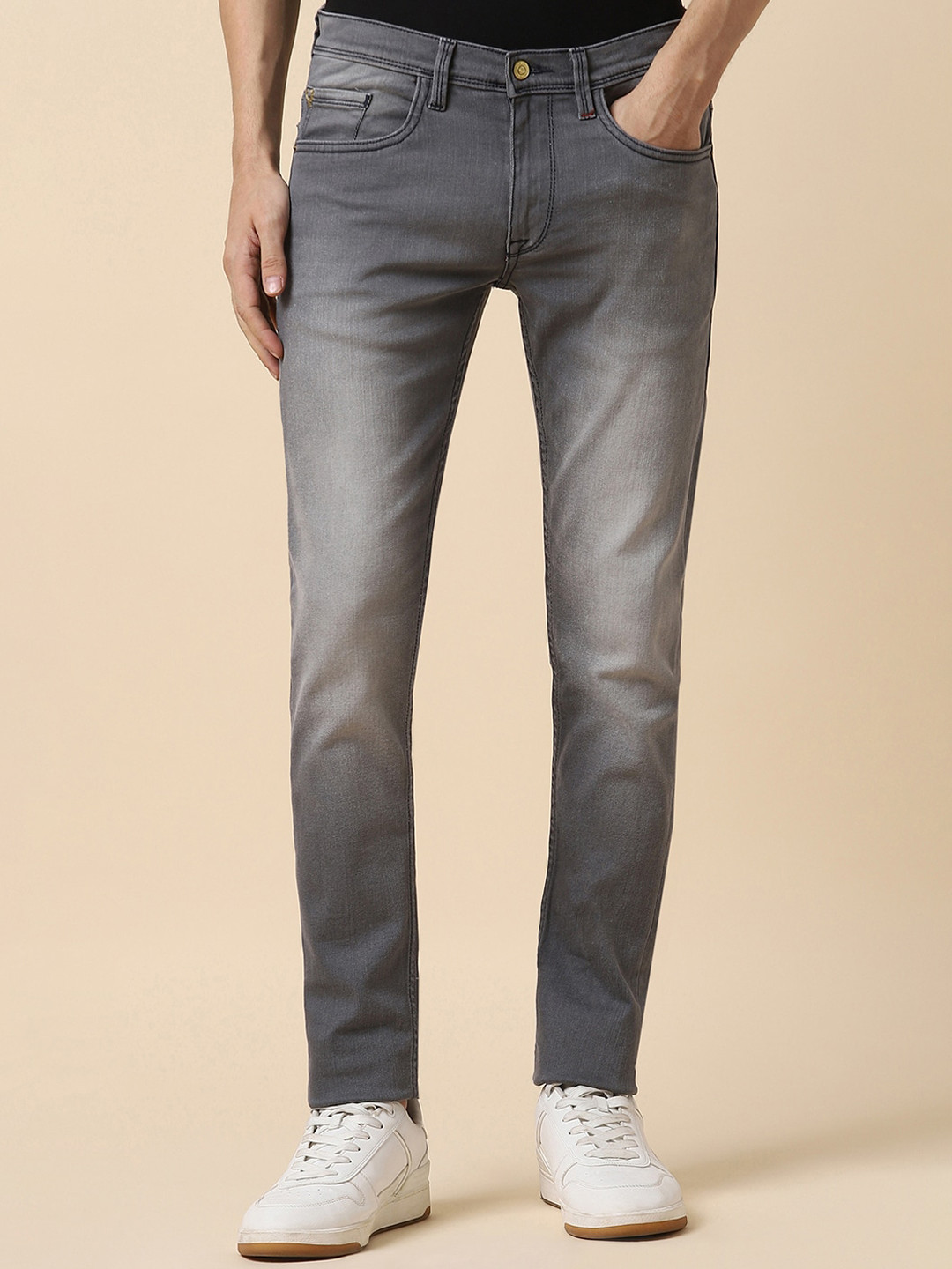 

Allen Solly Men Mid-Rise Dark Wash Heavy Fade Skinny Fit Stretchable Jeans, Navy blue