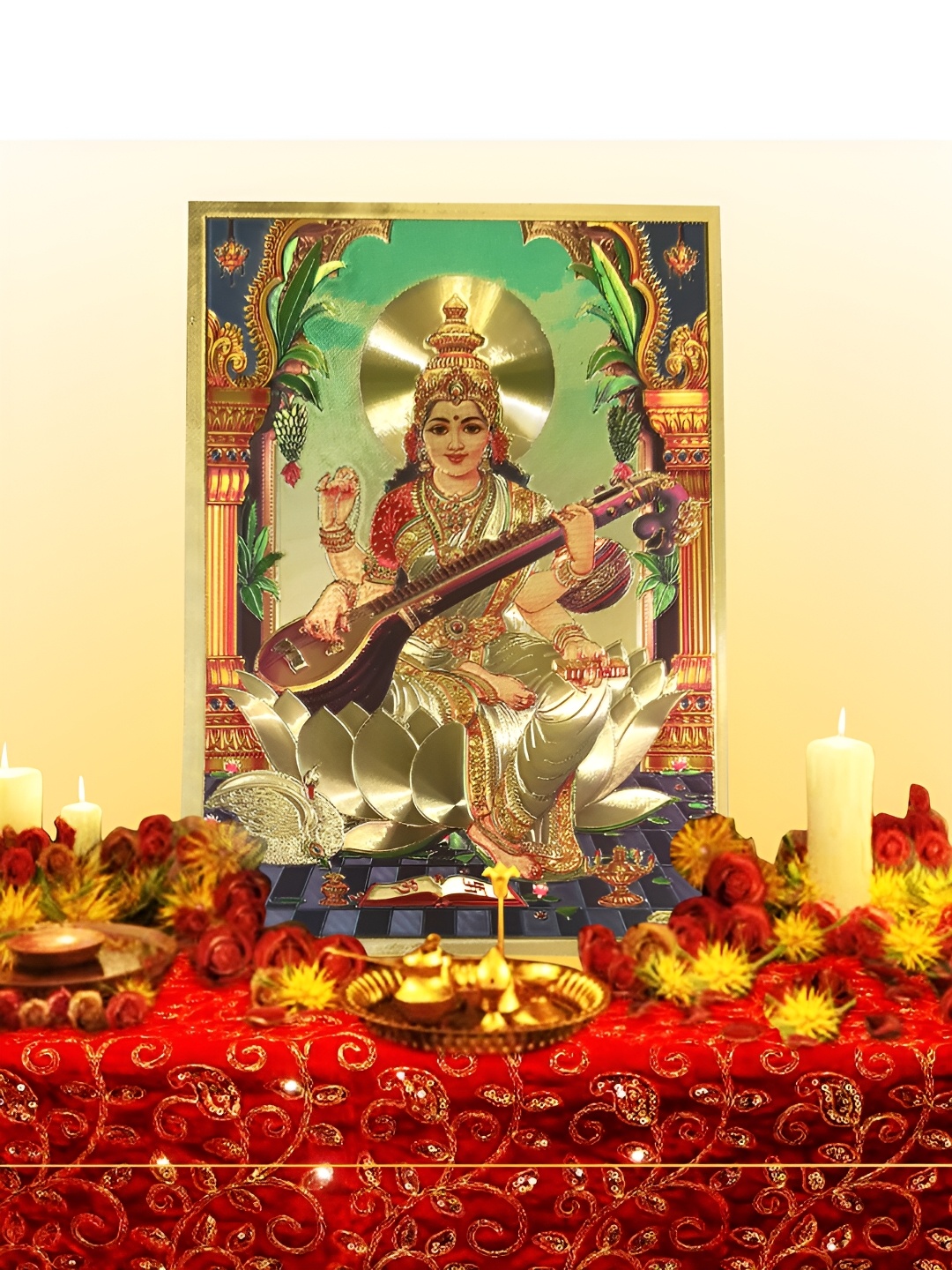 

Hawai 24k Gold Plated Maa Saraswati Wall Art