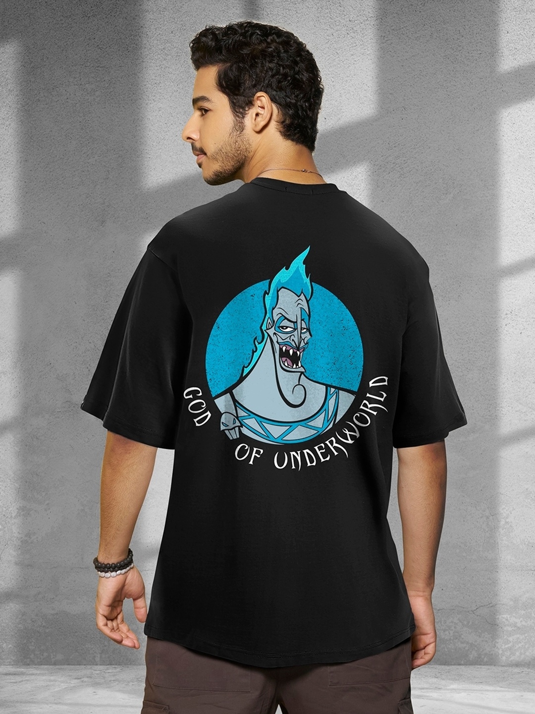 

Bewakoof Black God of Underworld Graphic Printed Oversized Pure Cotton T-shirt