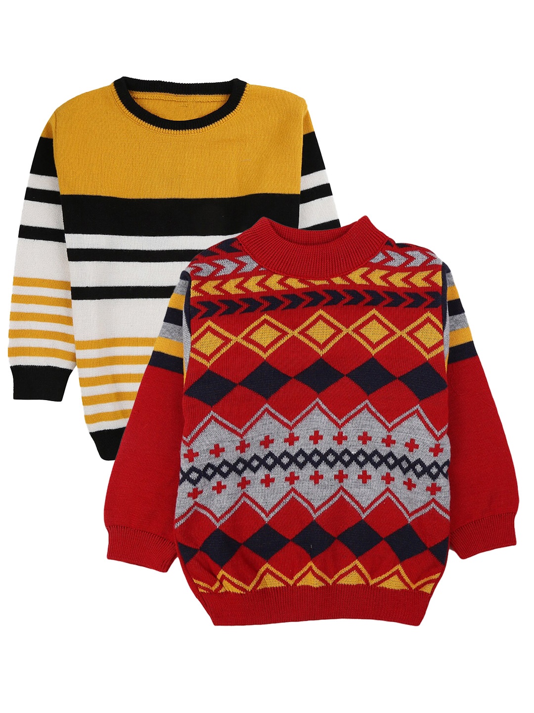 

V-Mart Boys Pack of 2 Geometric Pullover Sweatshirts, Yellow