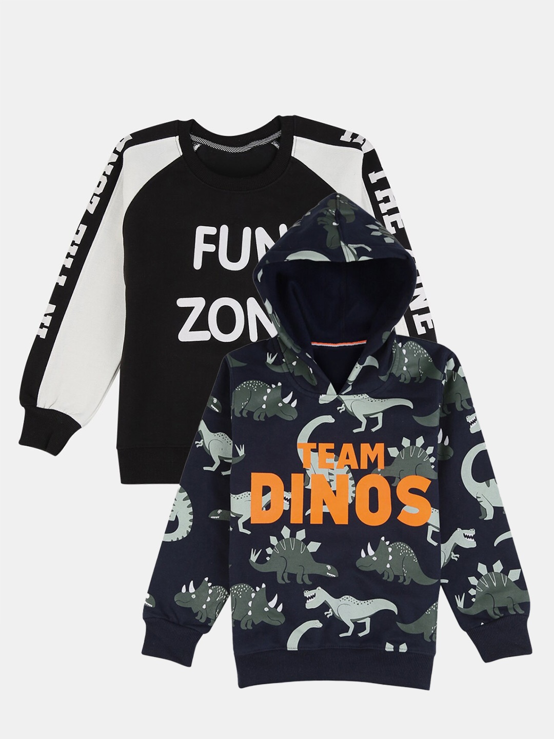 

V-Mart Boys Pack of 2 Printed Cotton Pullover Sweatshirts, Navy blue