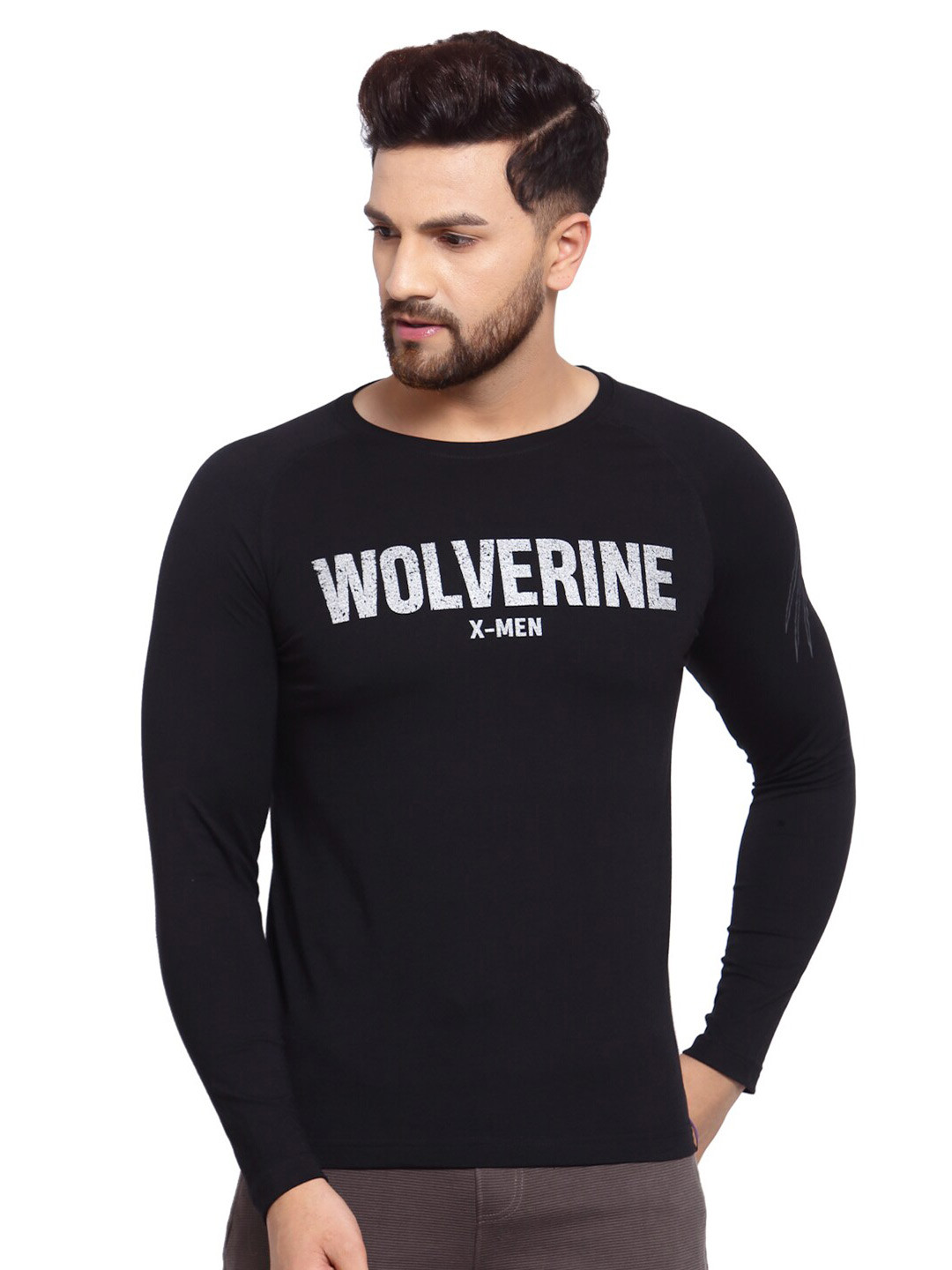 

SPORTO Typography Printed Long Sleeves Dry Fit Cotton T-shirt, Black