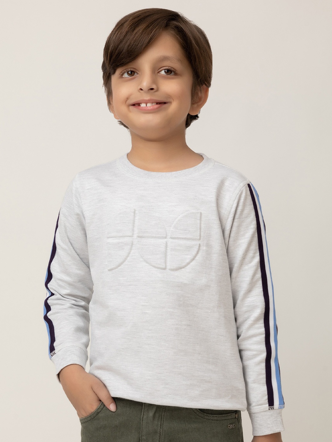 

Purple United Kids Boys Round Neck Cotton Sweatshirt, Grey melange