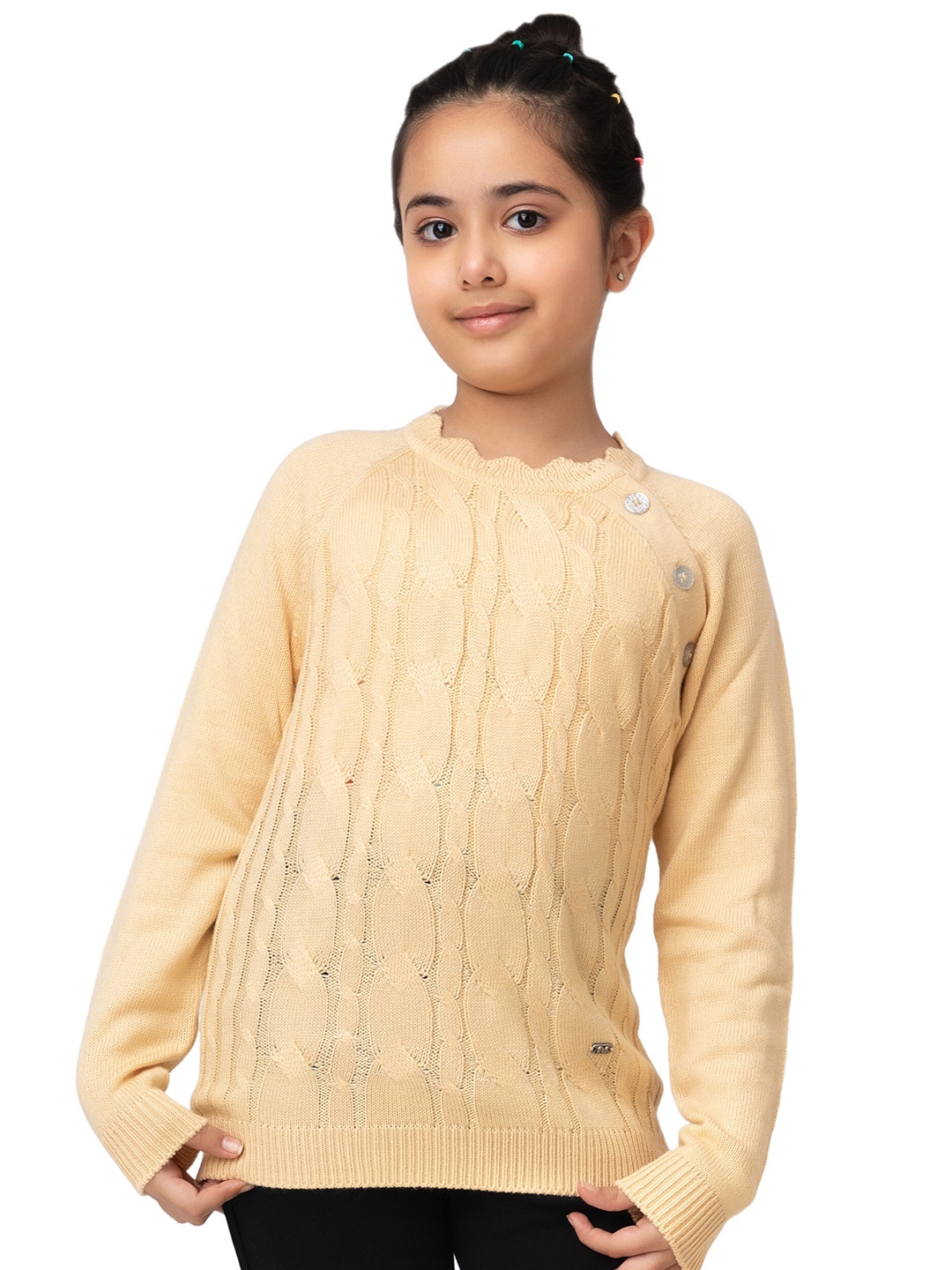 

Purple United Kids Girls Cable Knit Self Design Acrylic Pullover Sweater, Beige