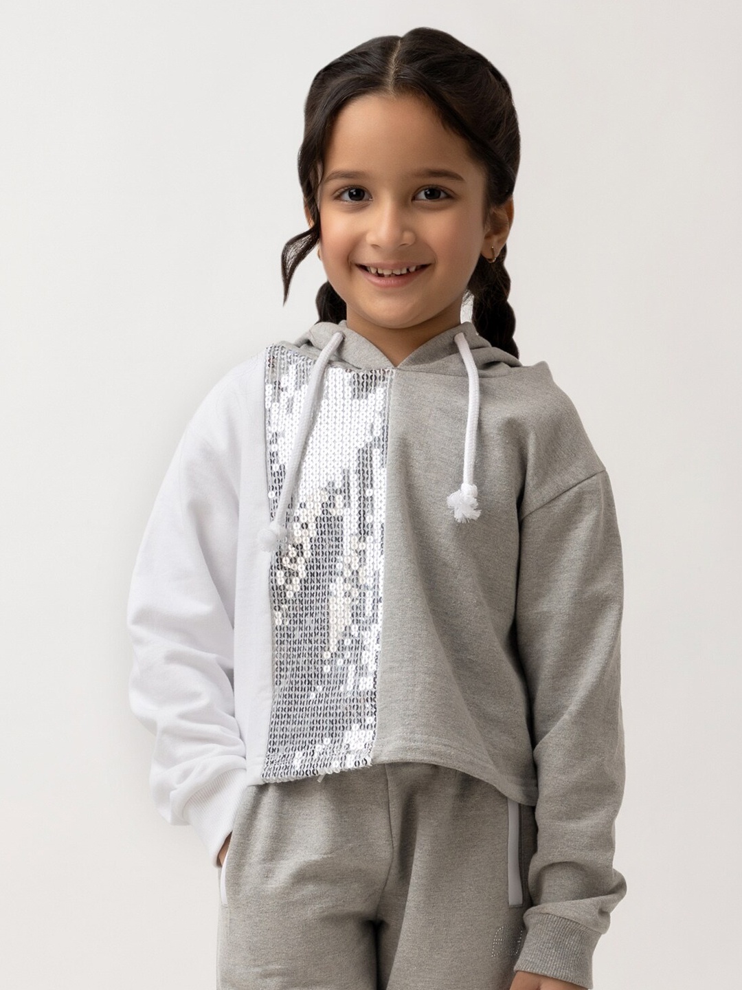 

Purple United Kids Girls Embellished Hooded Fleece Sweatshirt, Grey