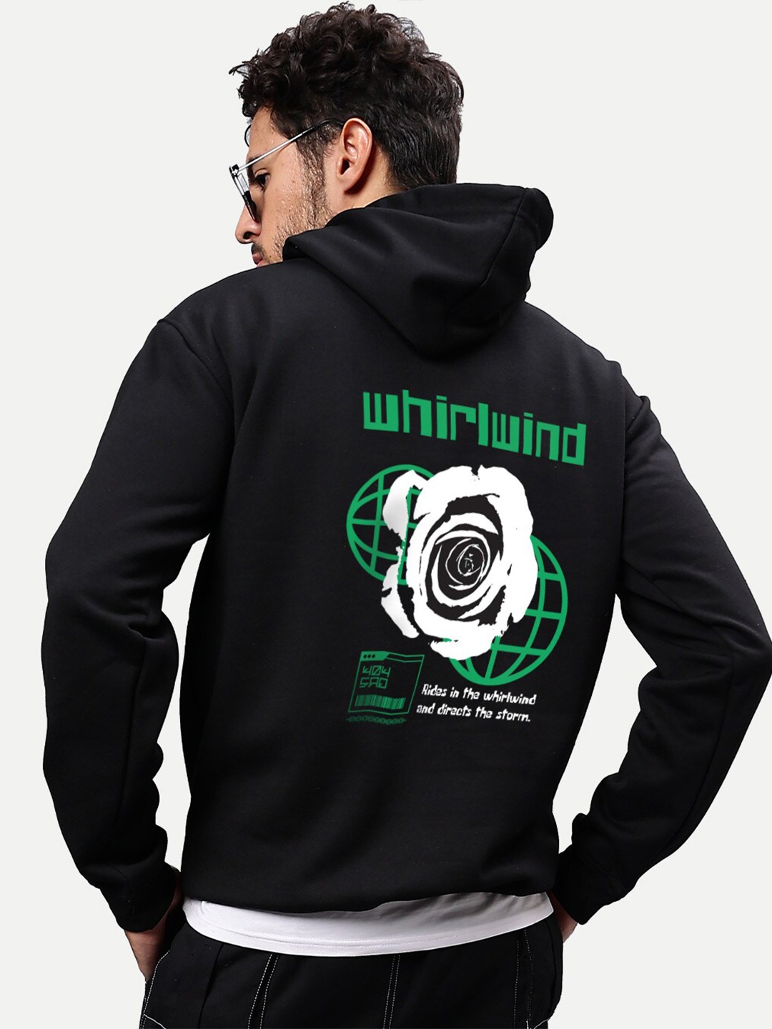 

Mad Over Print Graphic Printed Hooded Pullover, Black