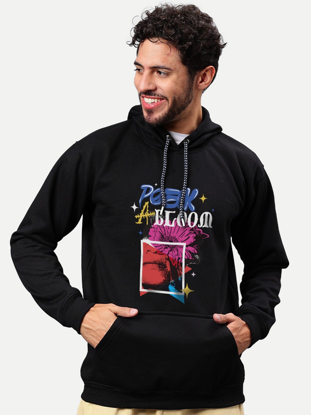 

Mad Over Print Graphic Printed Hooded Pullover Sweatshirt, Black