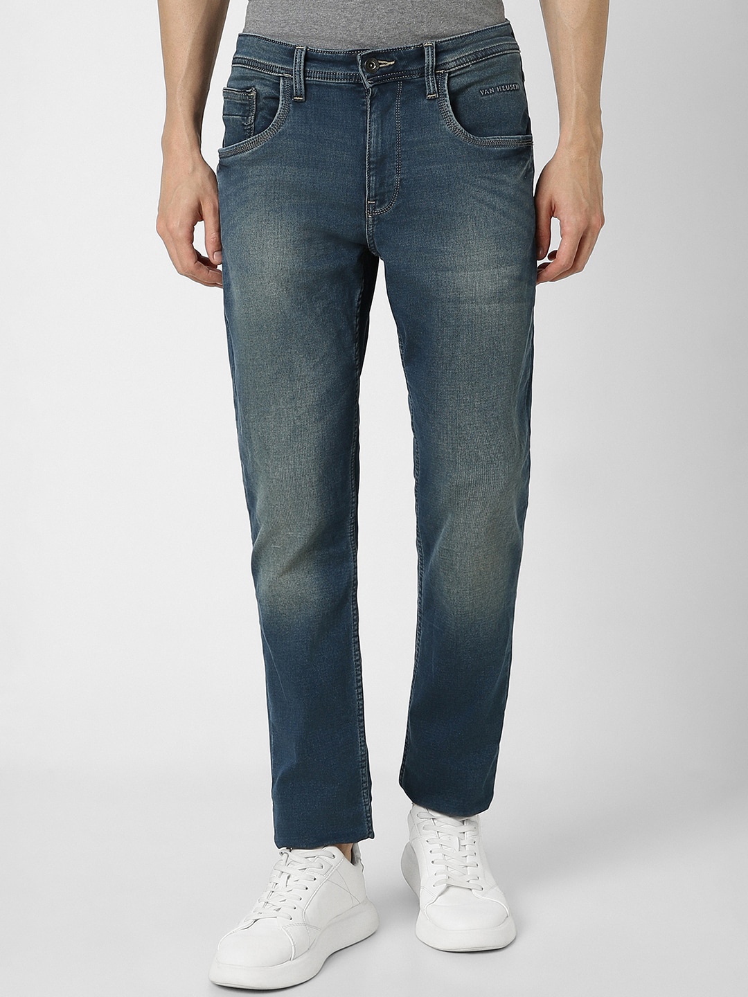 

VAN HEUSEN DENIM LABS Men Heavy Fade Mid-Rise Stretchable Jeans, Blue