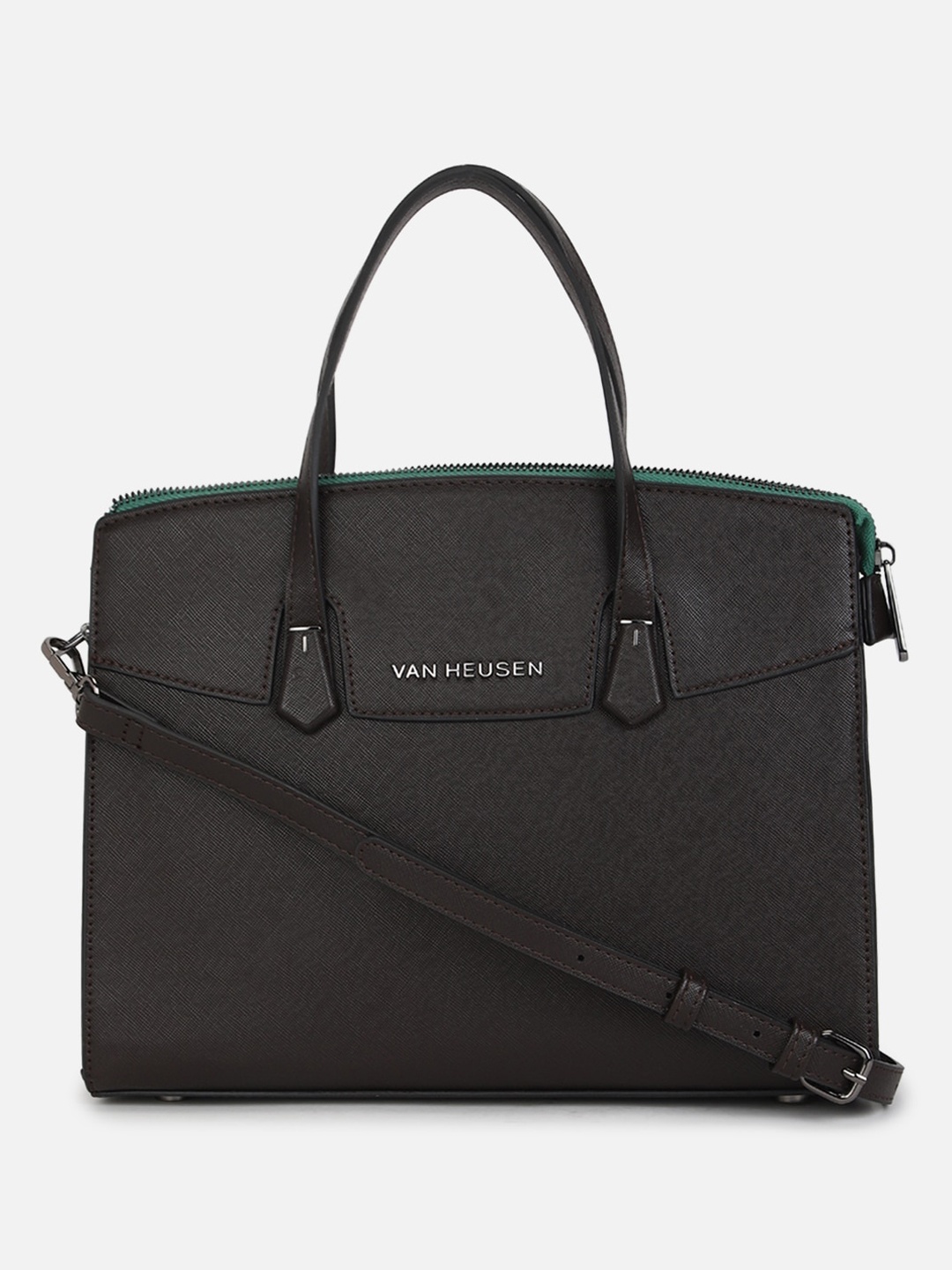 

Van Heusen Woman Textured Structured Handheld Bag, Black