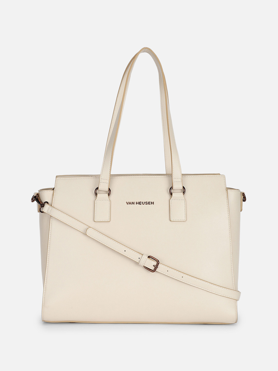 

Van Heusen Woman Textured Structured Shoulder Bag, Cream
