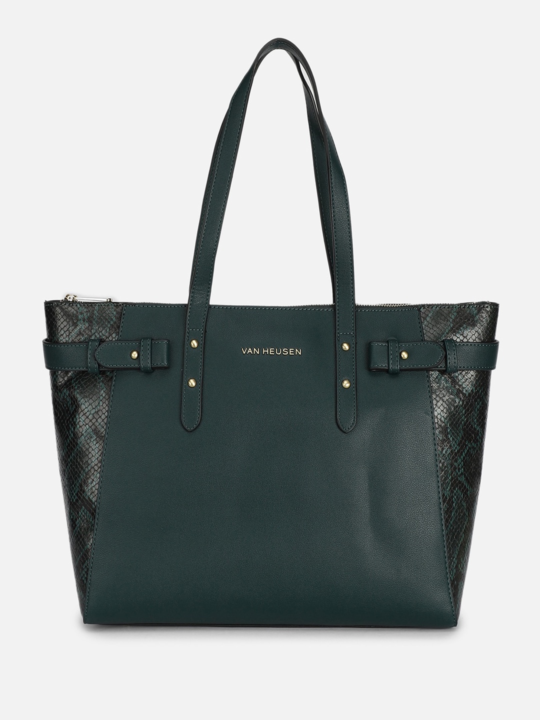 

Van Heusen Geometric Textured Structured Handheld Bag, Green