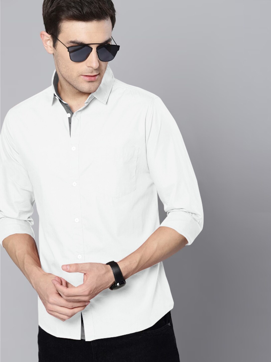 

Tee Projekt Standard Spread Collar Casual Shirt, White