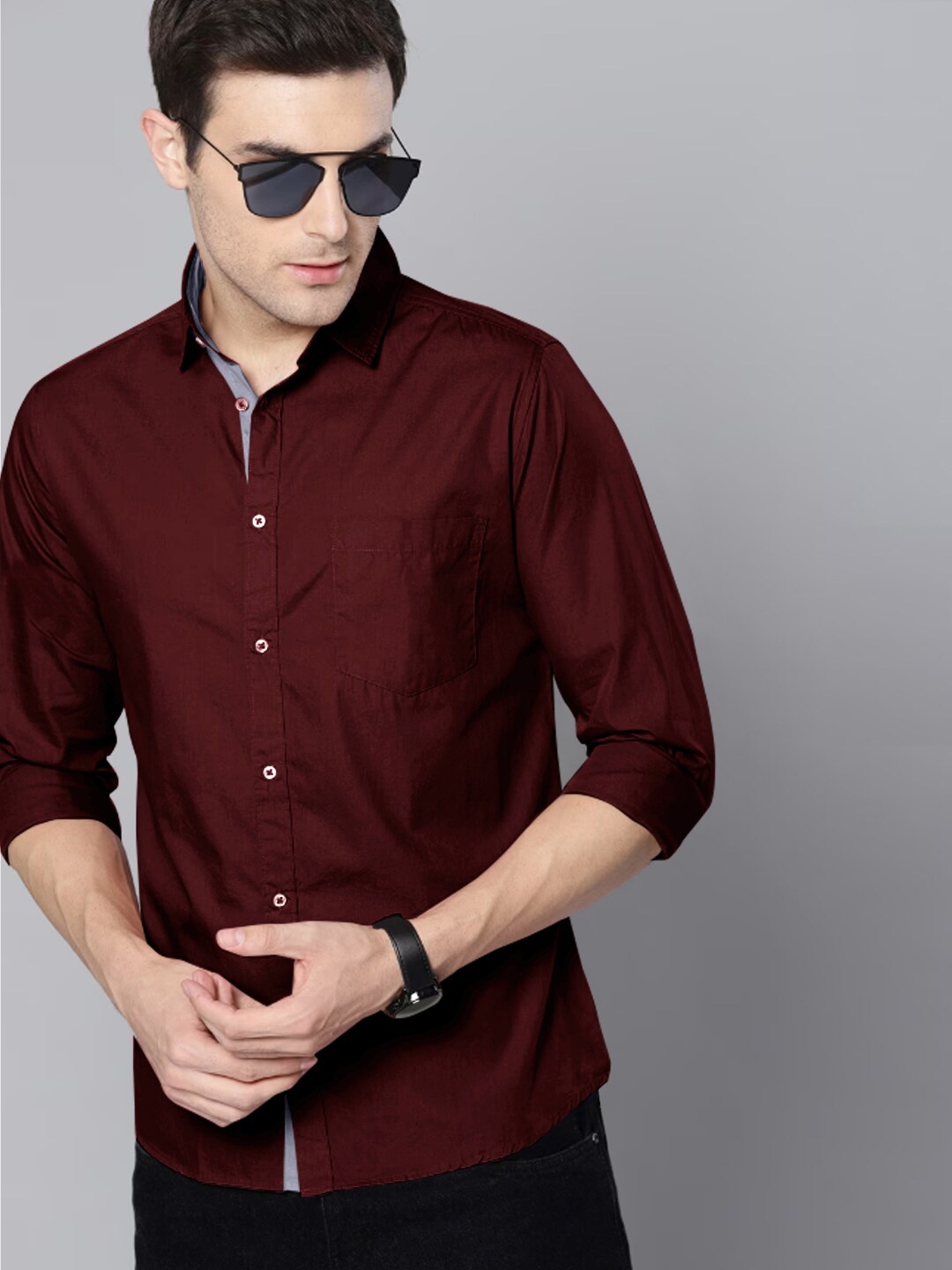 

Tee Projekt Standard Spread Collar Casual Shirt, Maroon