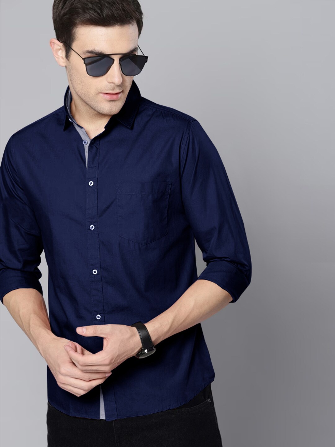 

Tee Projekt Standard Spread Collar Casual Shirt, Navy blue