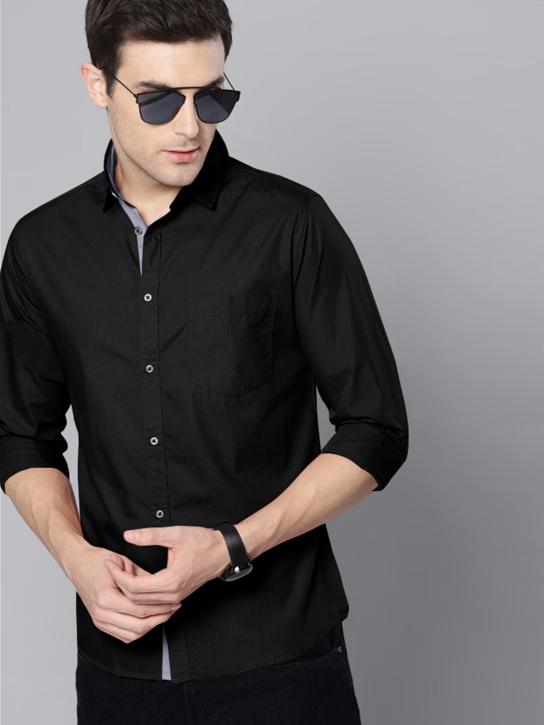 

Tee Projekt Standard Spread Collar Casual Shirt, Black