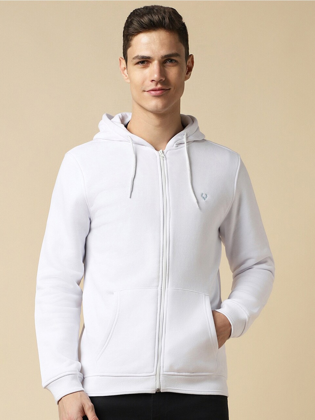 

Allen Solly Front Open Hooded Pure Cotton Sweatshirt, White