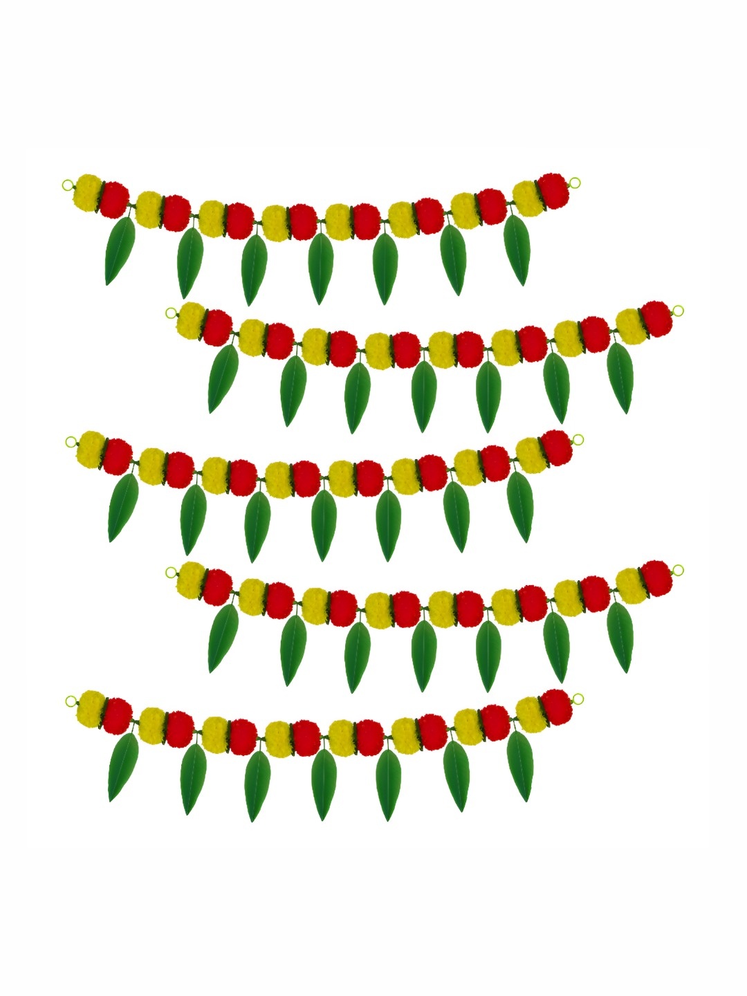 

iHandikart Yellow & Red 5 Pieces Hanging Marigold Artificial Flower