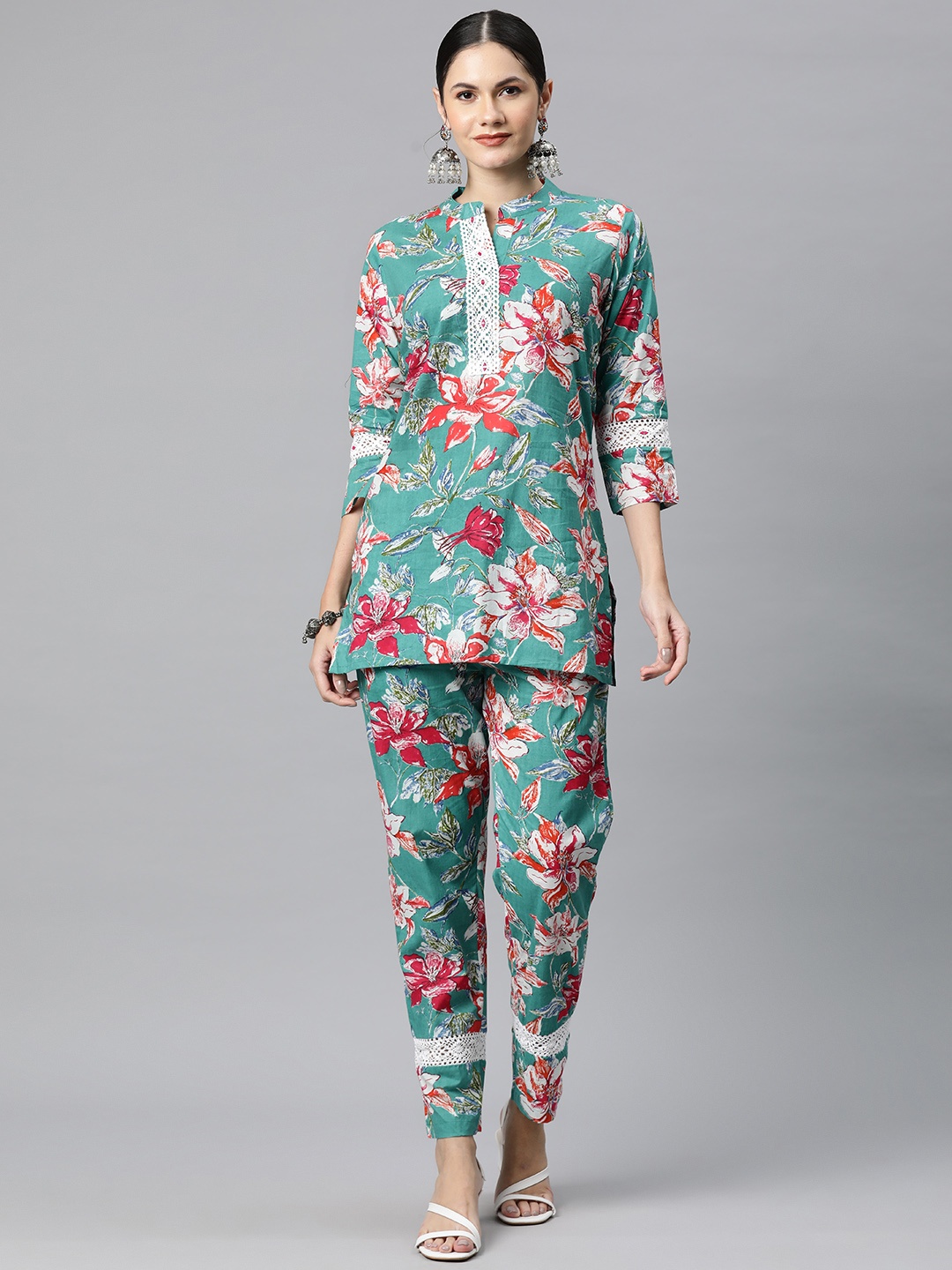 

Readiprint Floral Printed Pure Cotton Co-Ords, Green