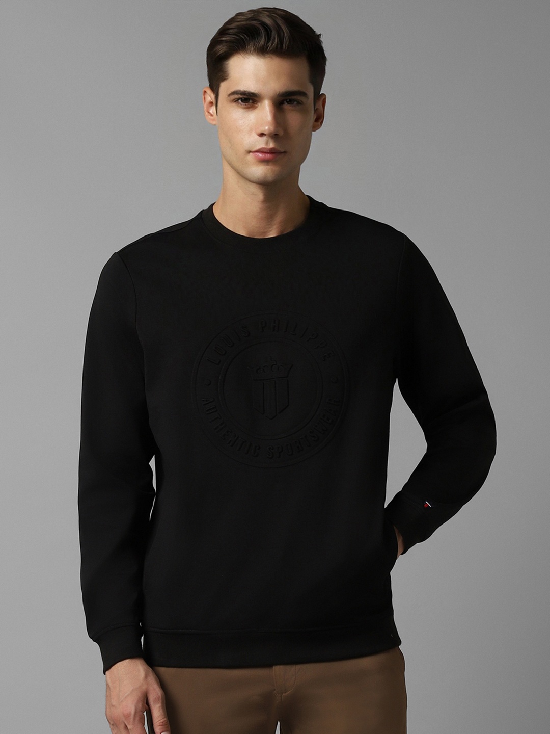 

Louis Philippe Sport Self Design Typography Pullover, Black