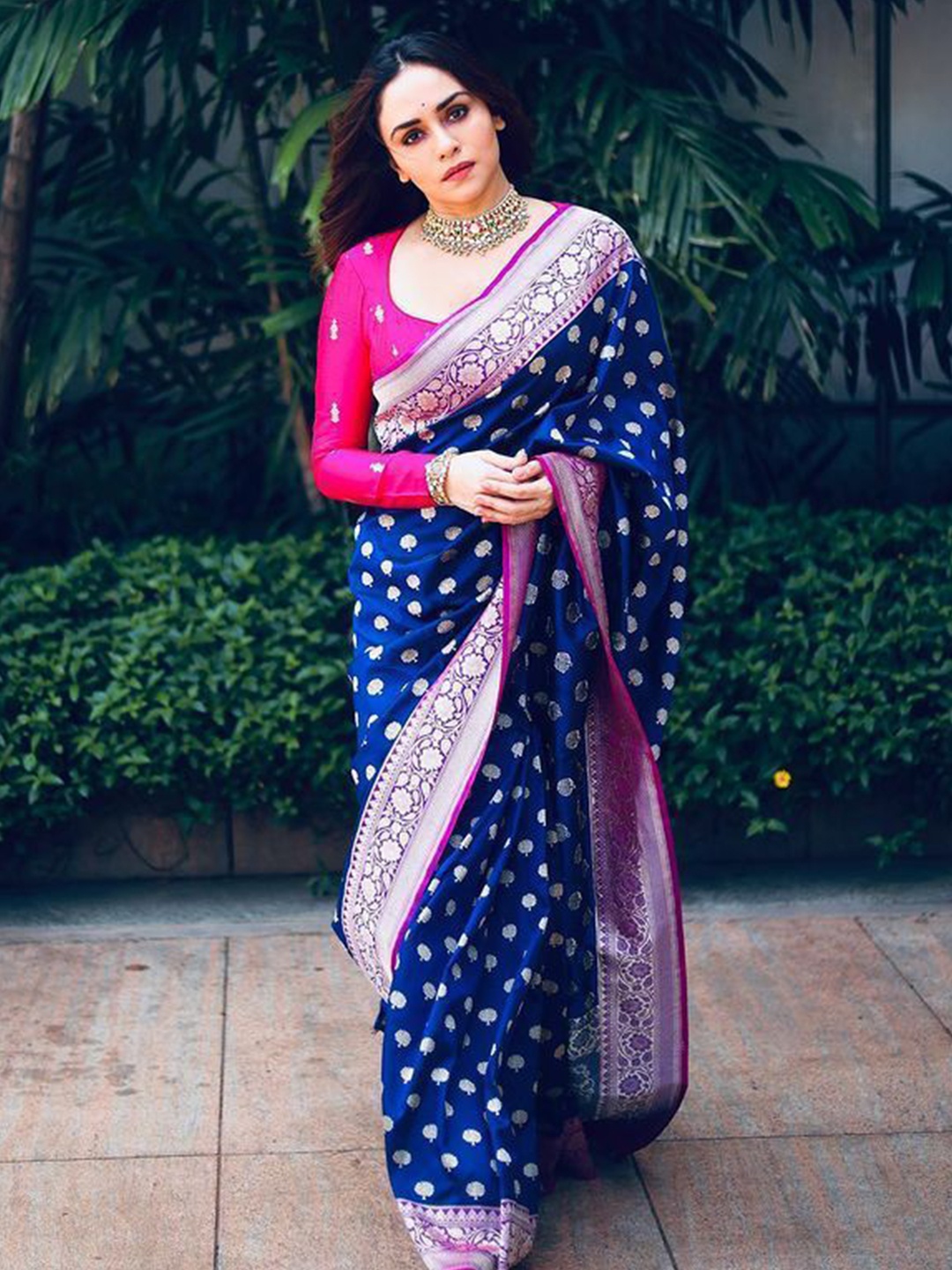 

Visit Wear Ethnic Motifs Woven Design Zari Detail Saree, Blue