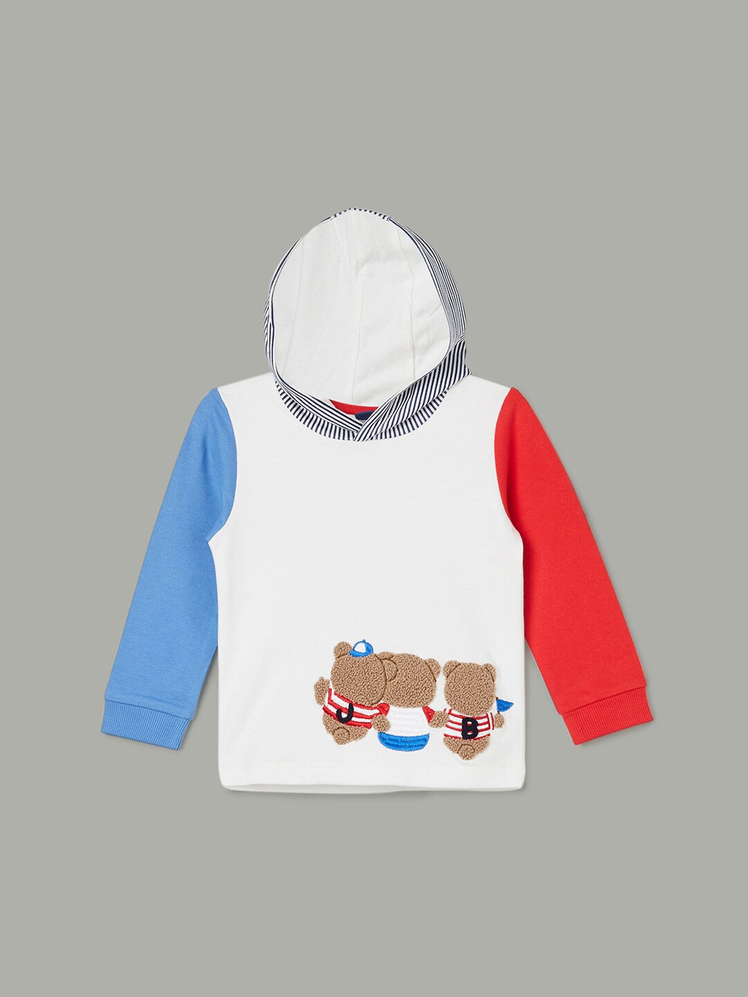 

Juniors by Lifestyle Boys Colourblocked Hood Pure Cotton Pullover Sweatshirt, White