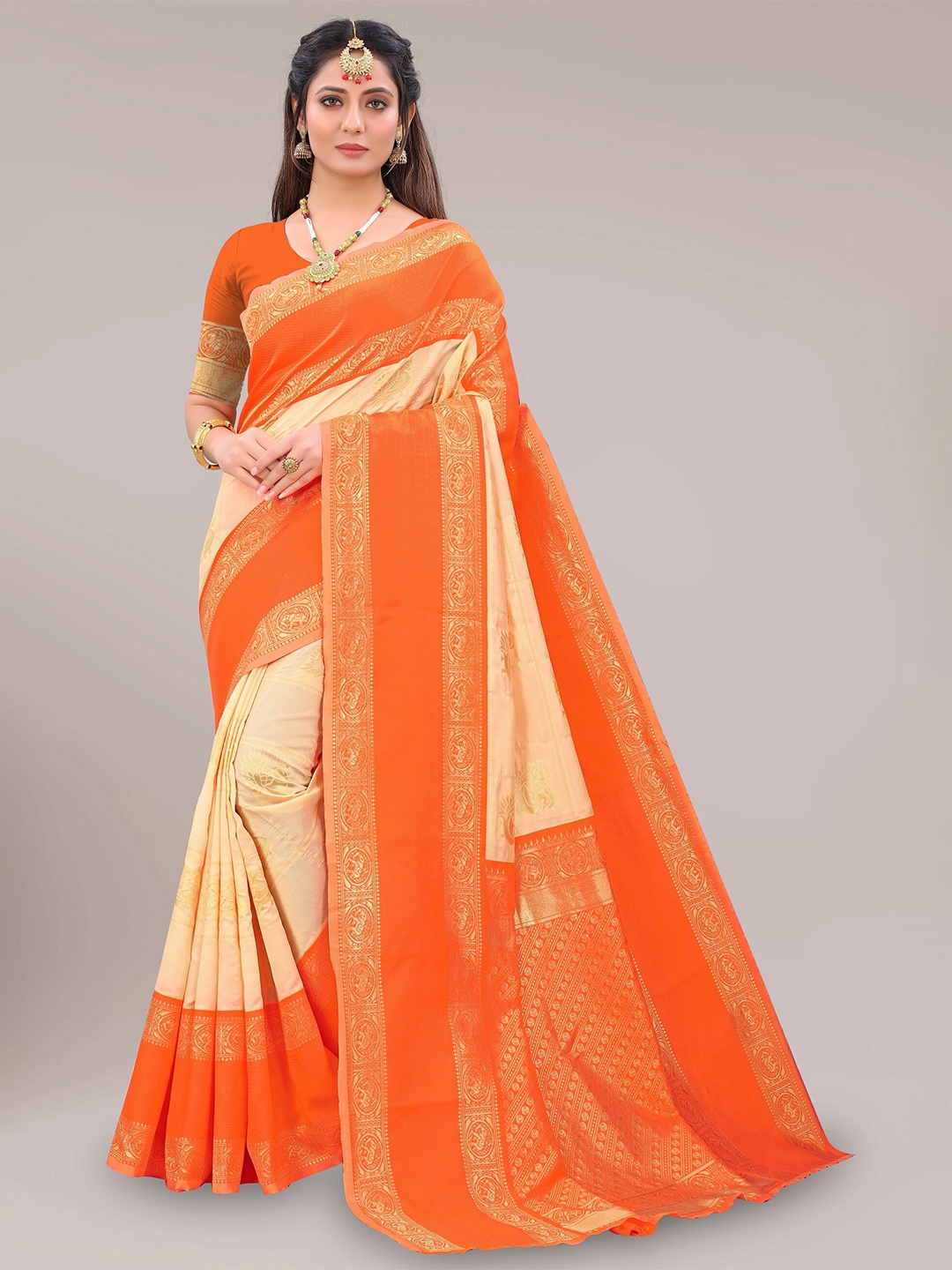 

Visit Wear Ethnic Motifs Woven Design Banarasi Saree, Orange