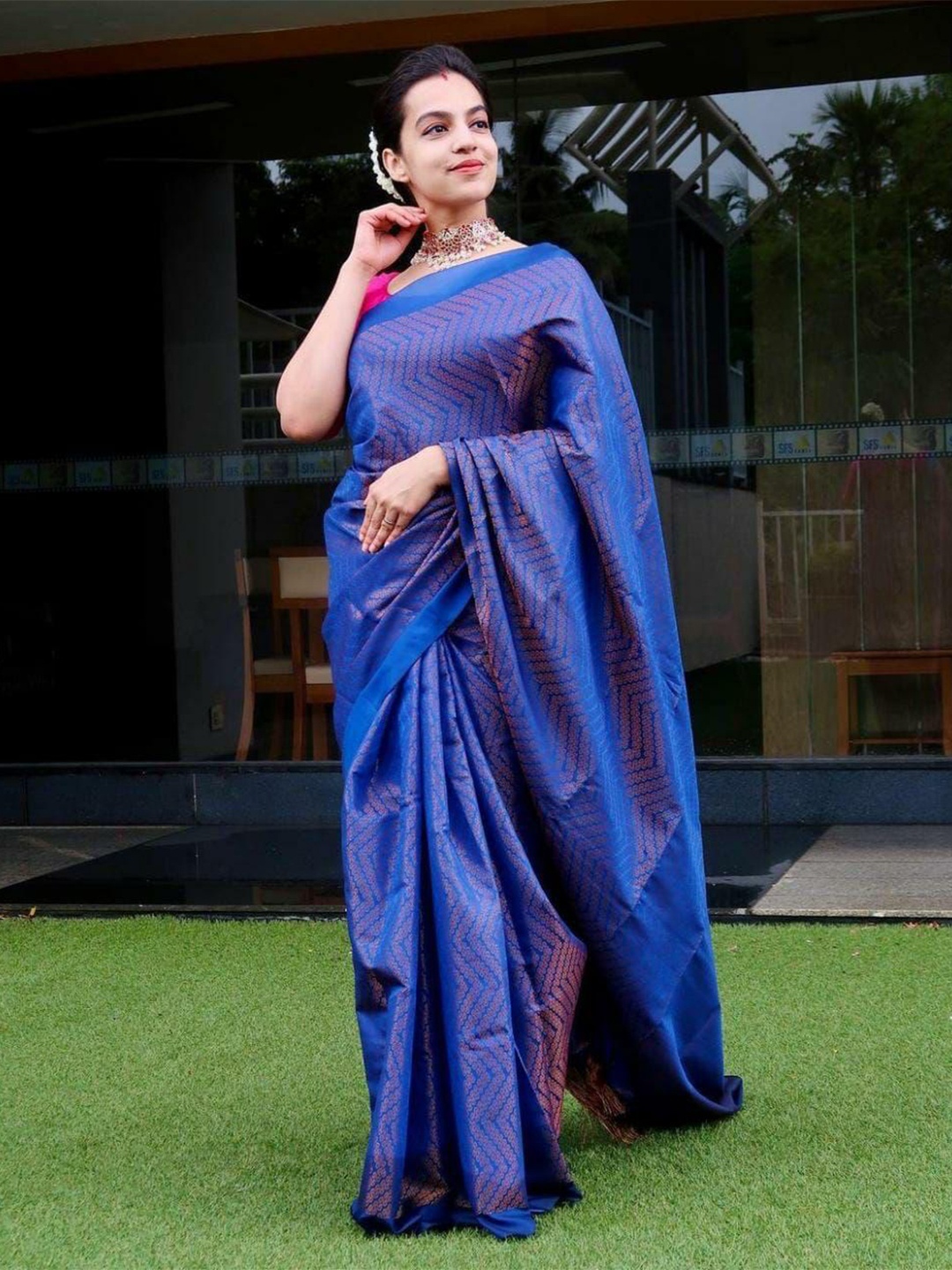 

Visit Wear Woven Design Art Silk Zari Banarasi Saree, Blue