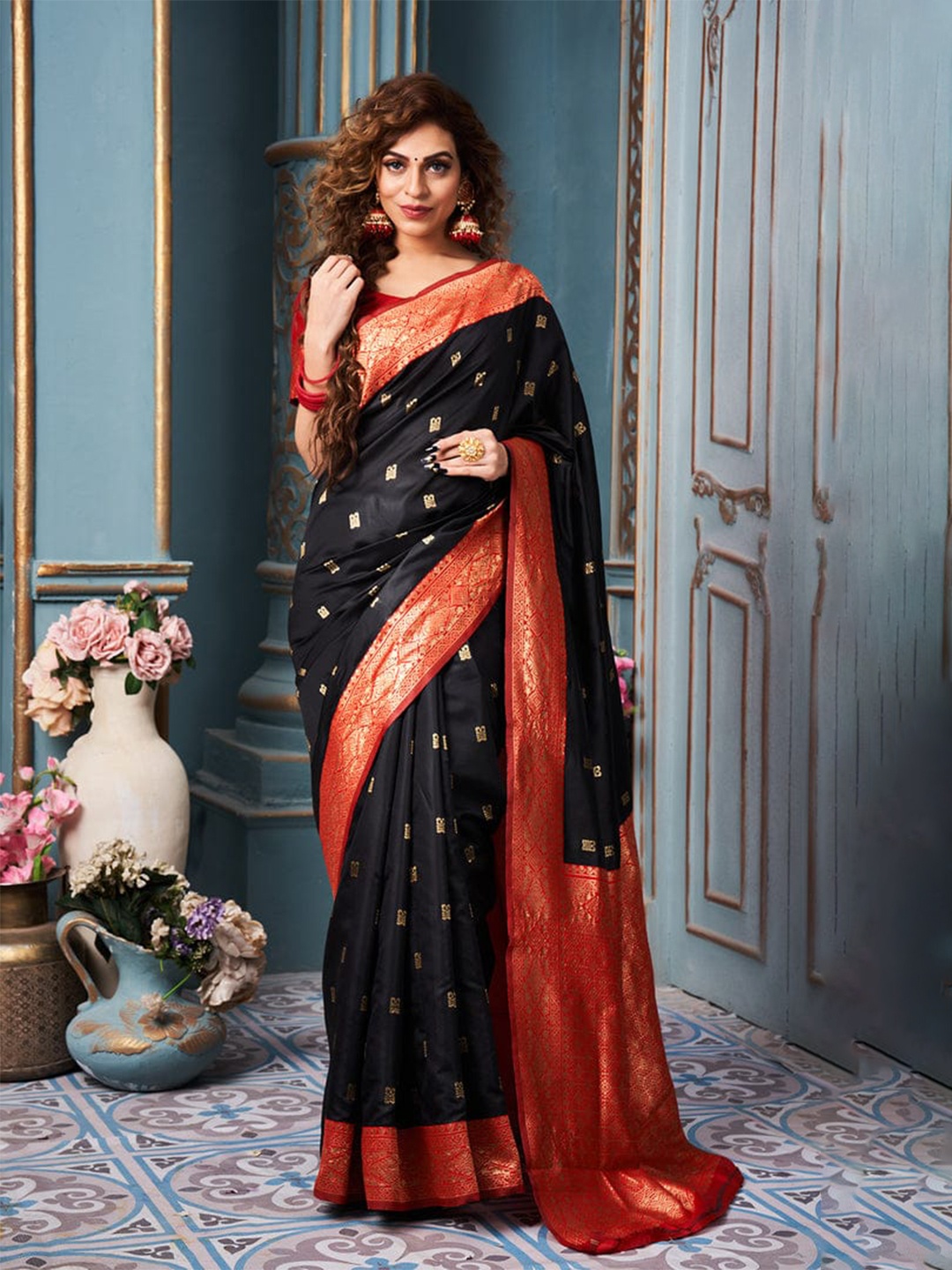 

Visit Wear Ethnic Motifs Woven Design Banarasi Saree, Black