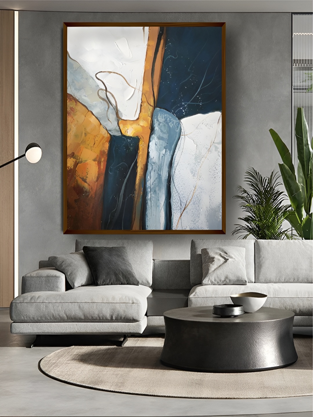 

Artsense Brown & Blue Canvas Abstract Painting Wall Art