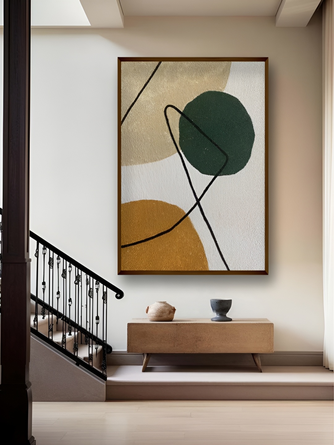 

Artsense Brown & Off White Canvas Abstract Painting Wall Art
