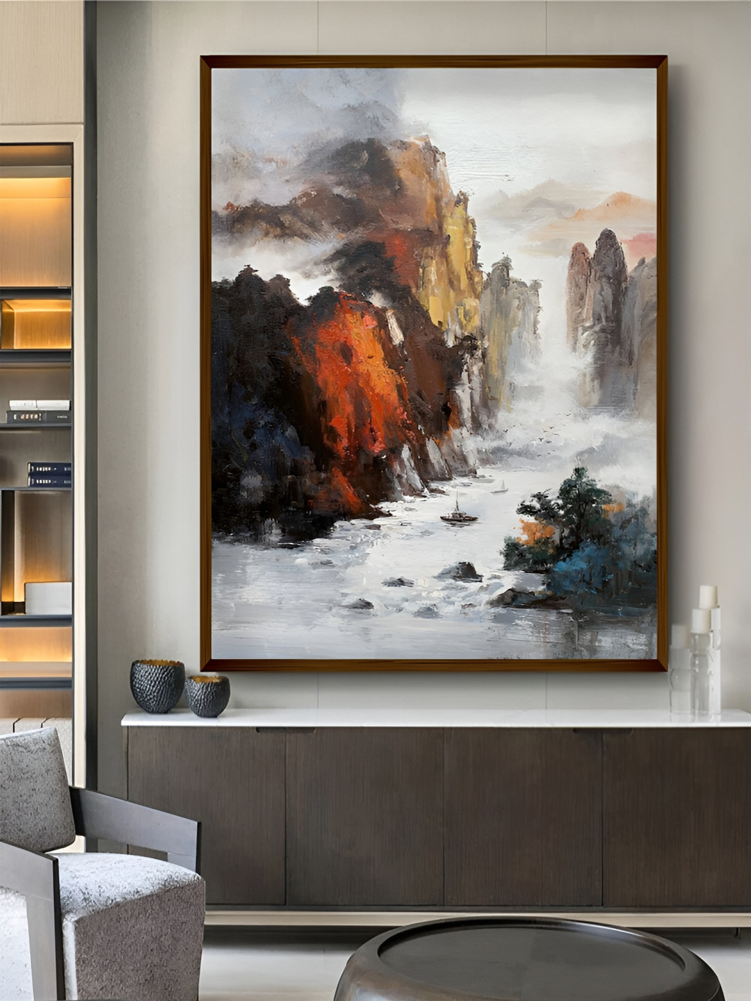 

Artsense Brown & White Canvas Abstract Painting Wall Art