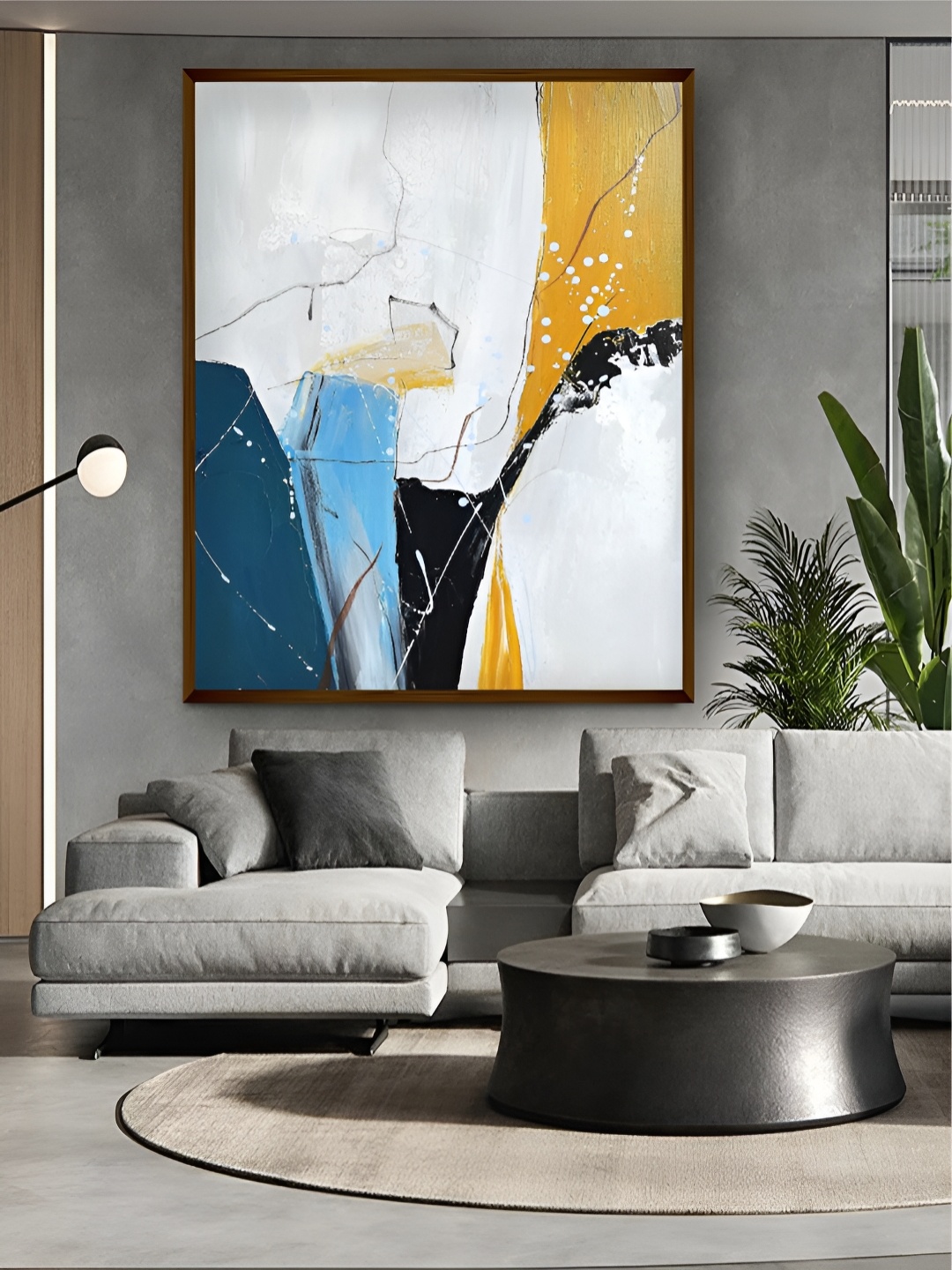 

Artsense Brown And Blue Canvas Abstract Painting Wall Art