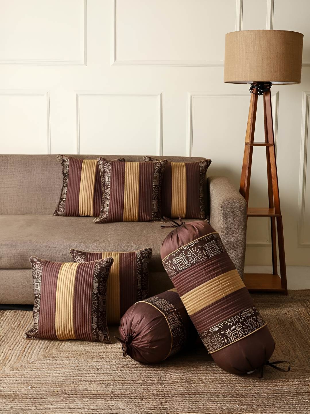 

Stuff N' Fluff Brown Set of 7 Abstract Square Cushion Covers