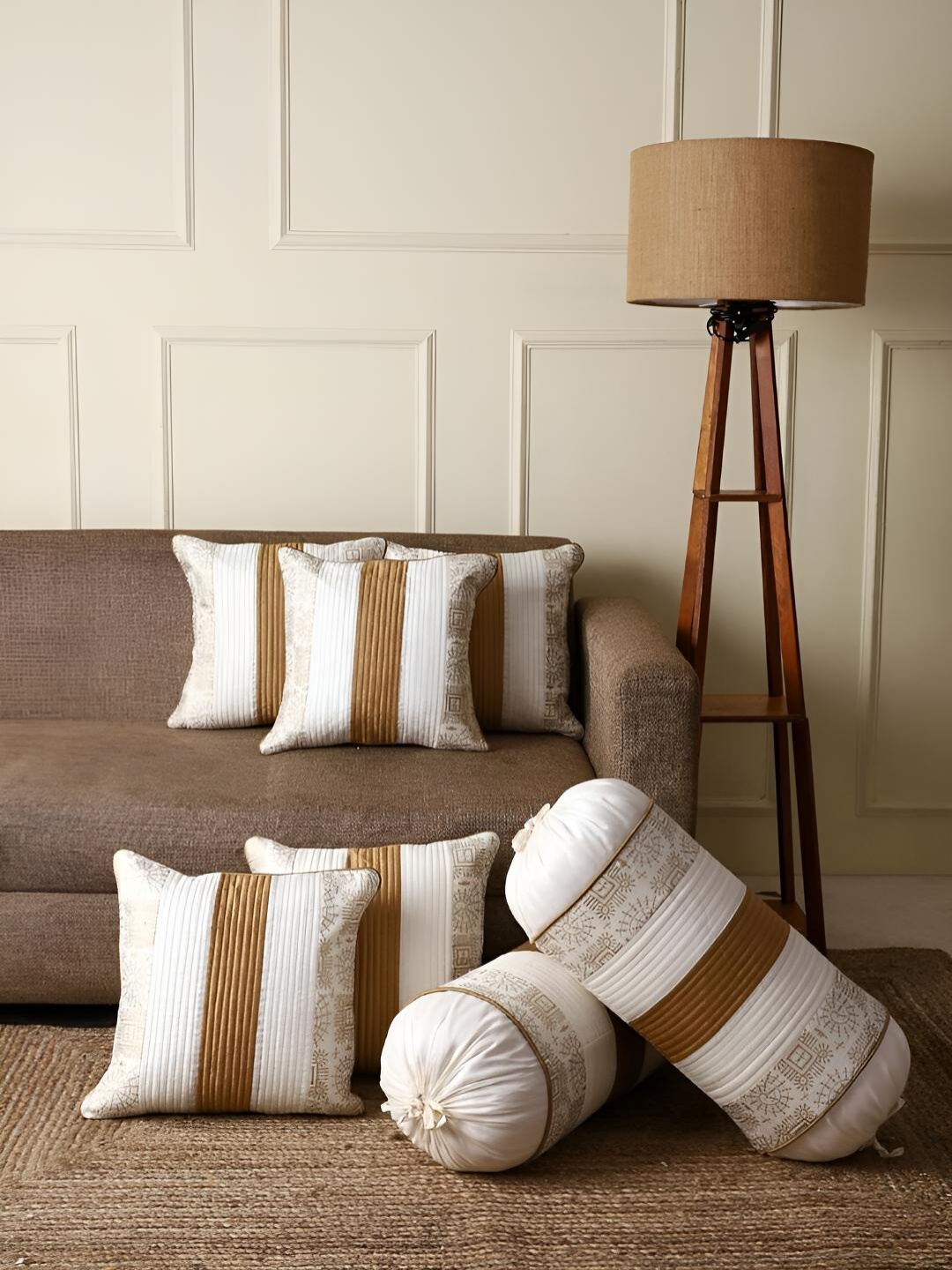 

Stuff N' Fluff White Set of 7 Abstract Square Cushion Covers