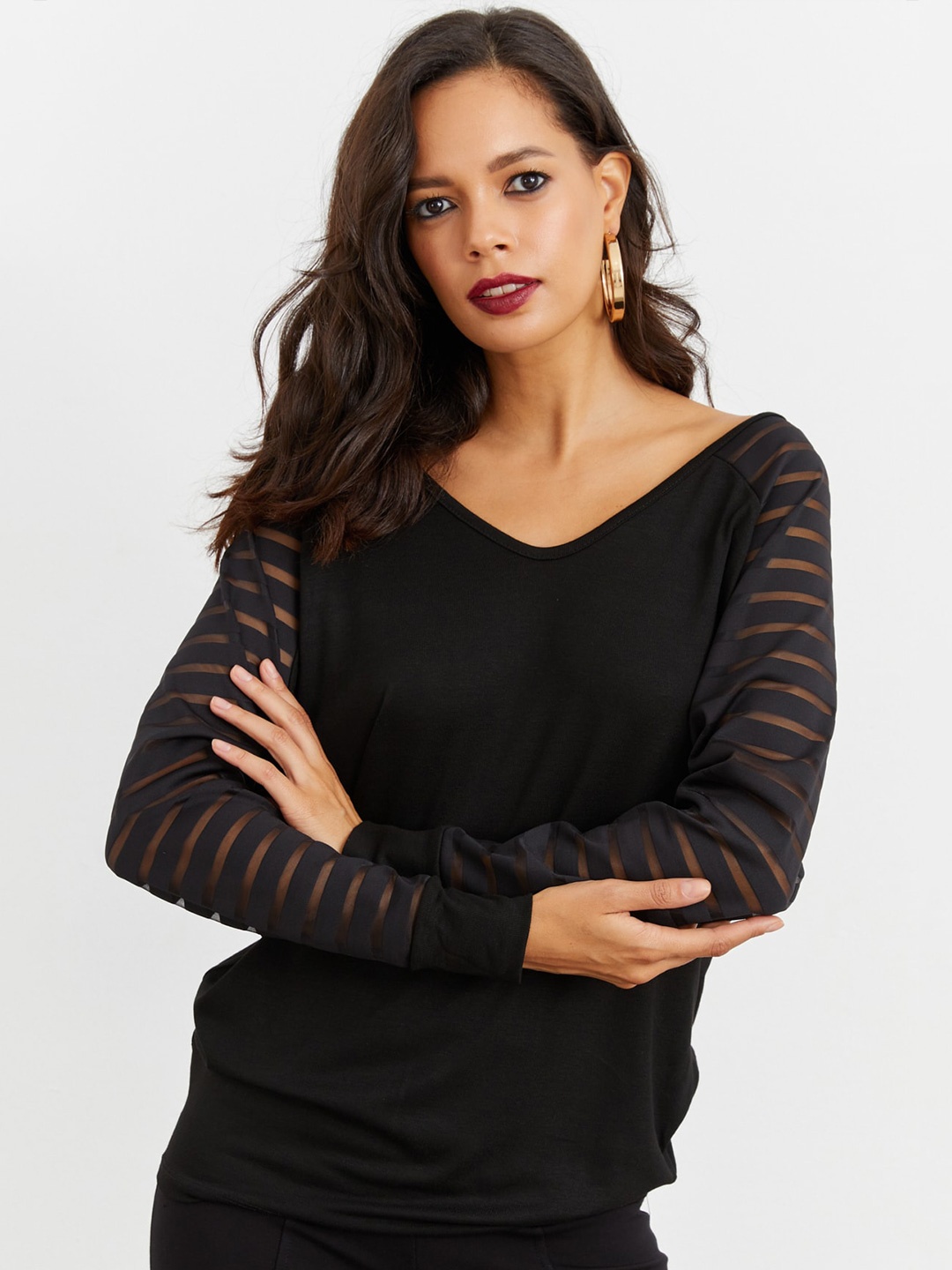 

Cool & Sexy V-Neck Long Sleeves Top, Black