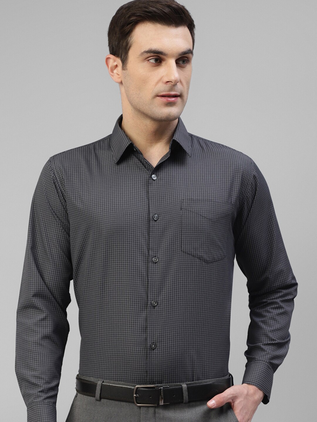 

Hancock Original Slim Fit Micro Checked Wrinkle Resistant Formal Shirt, Black