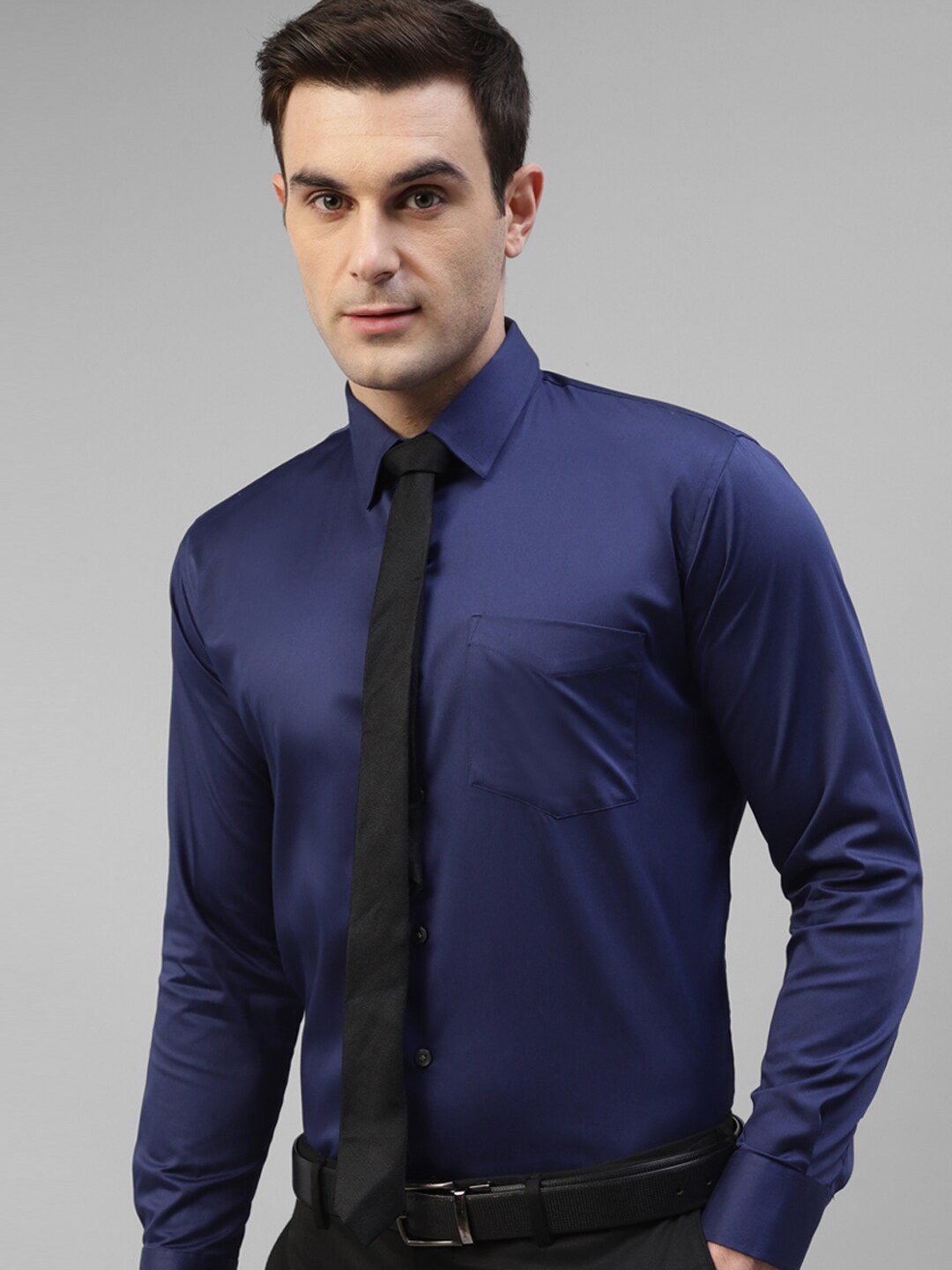

Hancock Original Slim Fit Pure Cotton Satin Formal Shirt, Blue
