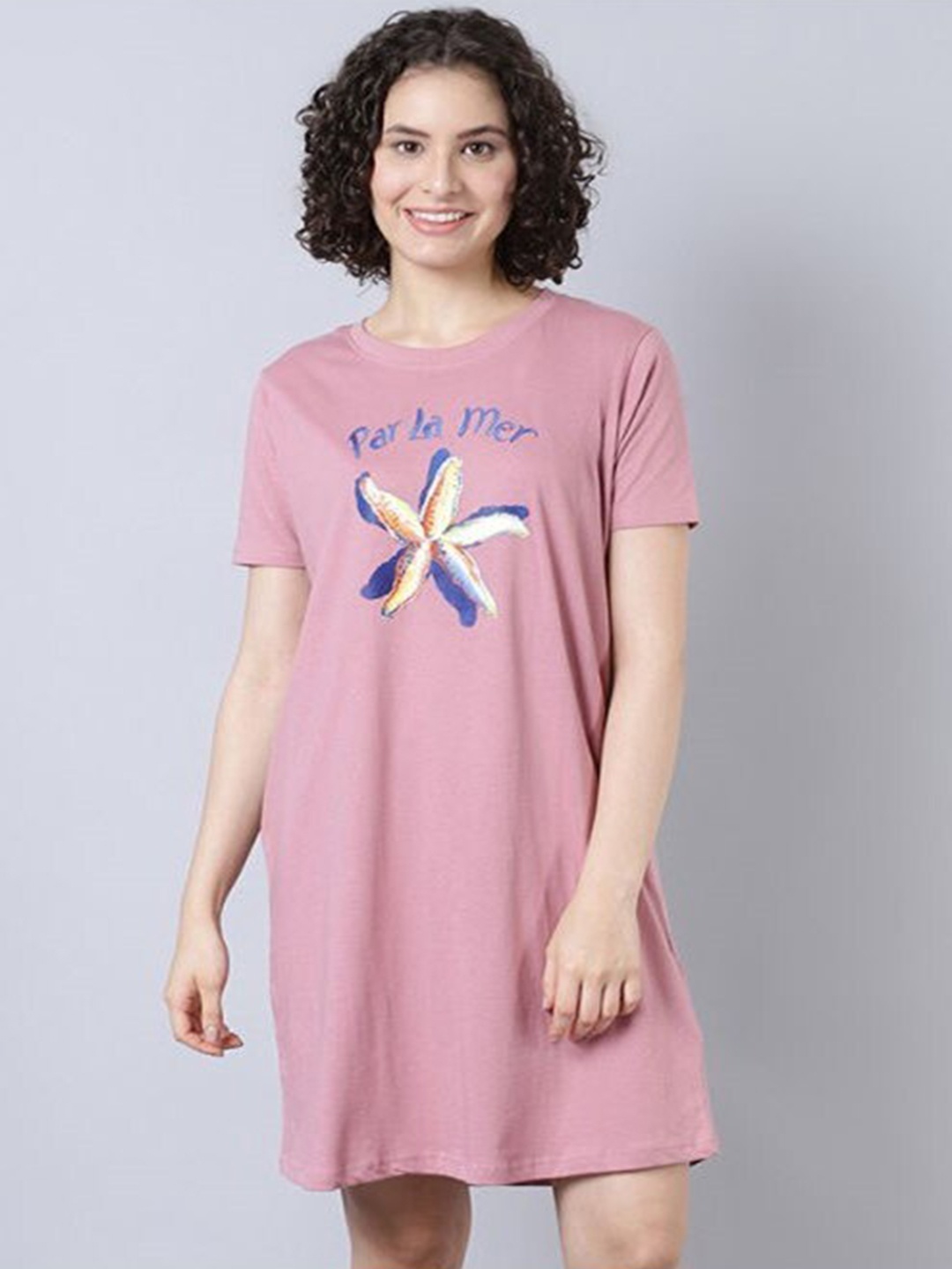 

Aila Graphic Printed T-Shirt Nightdress, Mauve