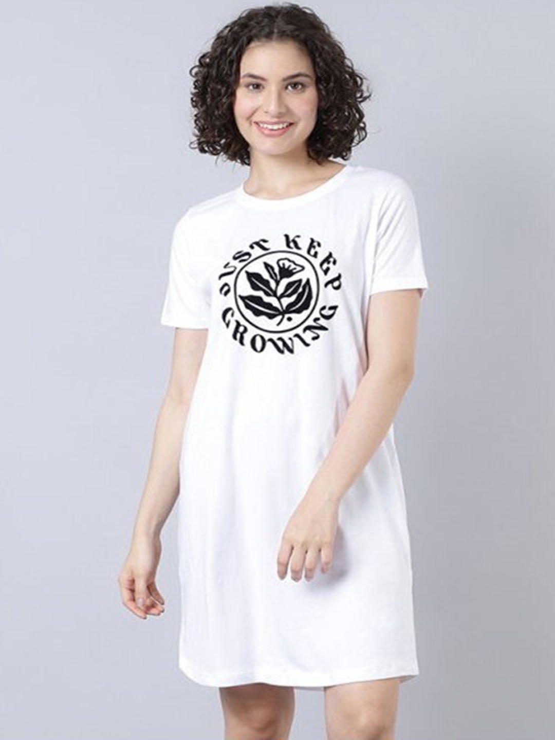 

Aila Typography Printed Nightdress, White