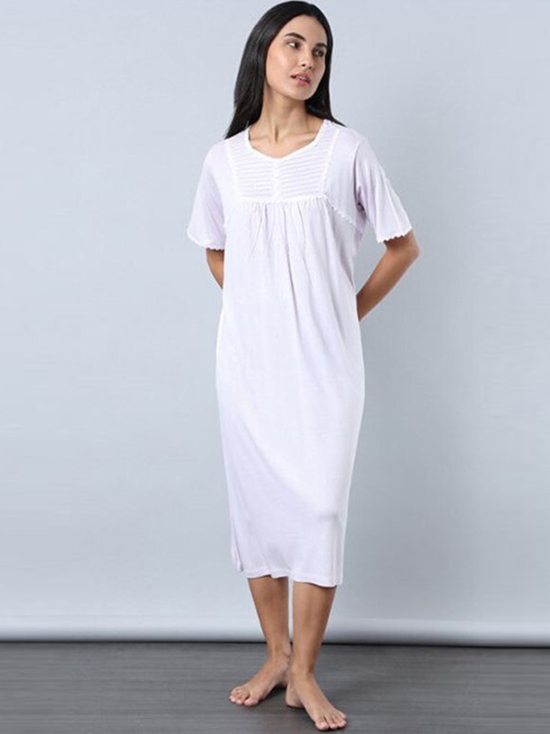 

Aila Round Neck Midi Nightdress, Lavender
